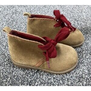 New BABY GAP Brown SUEDE CHUKKA BOOTS Shoes 5 Leather Red Laces Stitching BOYS